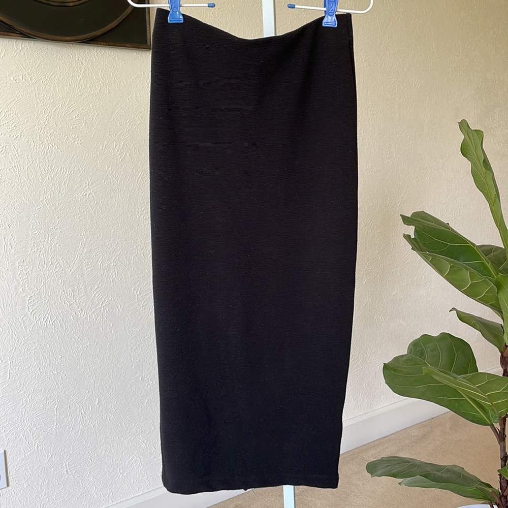 Zara soft ribbed back slit pencil midi skirt